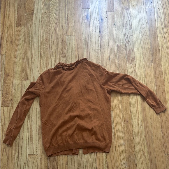 Talbots Rust Cardigan with Ruffled Neckline - Picture 6 of 7